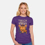 Trick or Treat Pumpkin Skull-womens fitted tee-wahyuzi