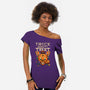 Trick or Treat Pumpkin Skull-womens off shoulder tee-wahyuzi