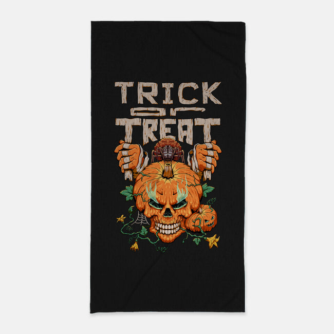 Trick or Treat Pumpkin Skull-none beach towel-wahyuzi