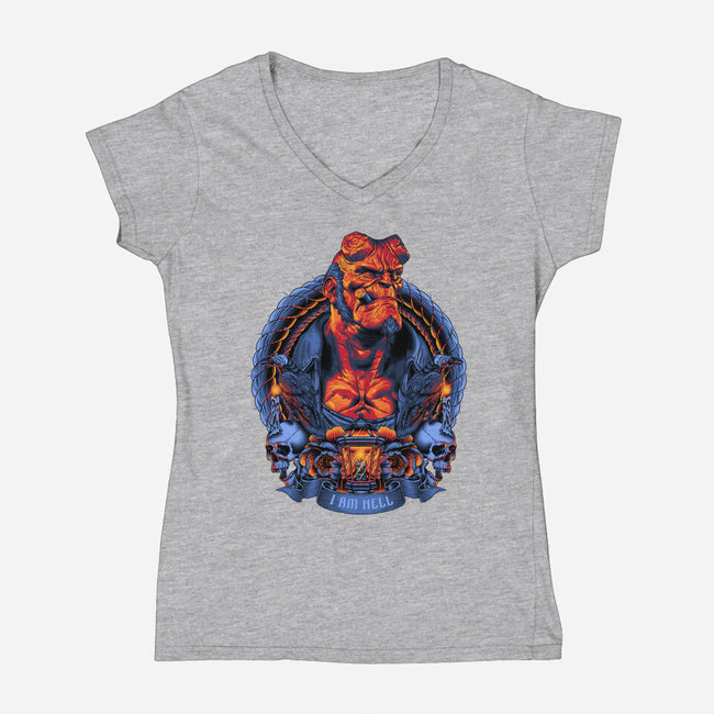 I Am Hell-womens v-neck tee-Badbone Collections