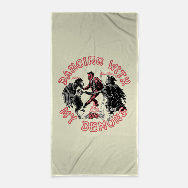 Dancing With My Demons-none beach towel-momma_gorilla