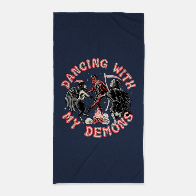 Dancing With My Demons-none beach towel-momma_gorilla