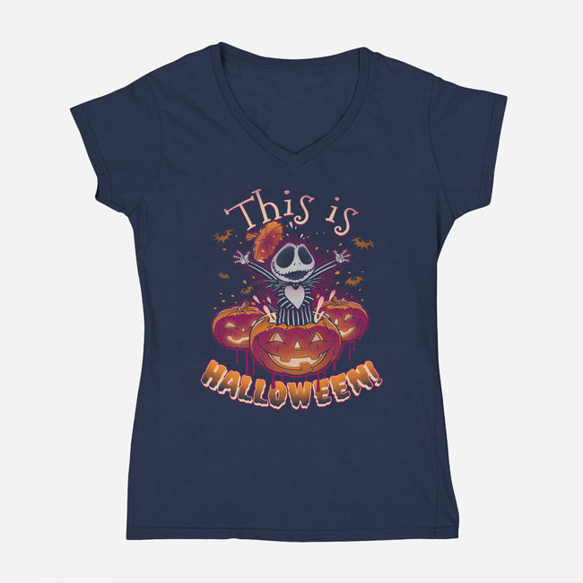 Halloween Surprise-womens v-neck tee-Getsousa!