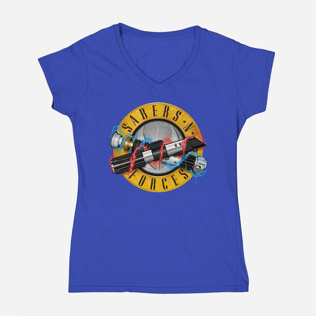 Forces N Sabers-womens v-neck tee-CappO