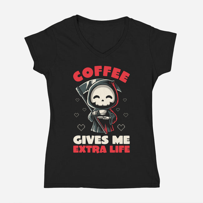 Coffee Gives Me Extra Life-womens v-neck tee-koalastudio