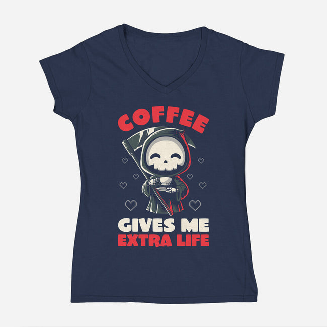 Coffee Gives Me Extra Life-womens v-neck tee-koalastudio