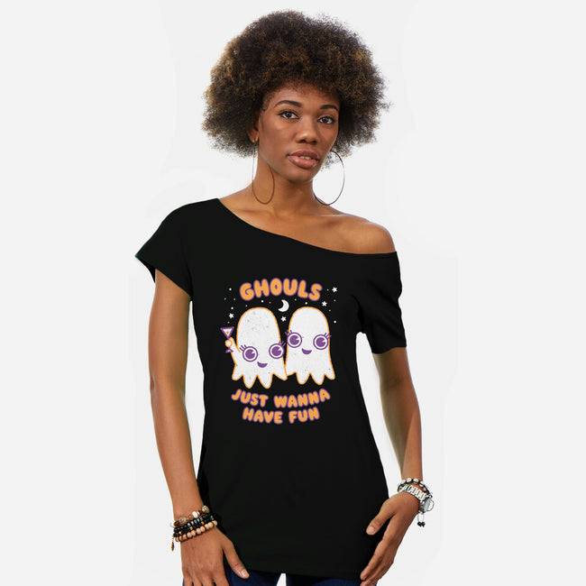 Ghouls Just Wanna Have Fun-womens off shoulder tee-Weird & Punderful