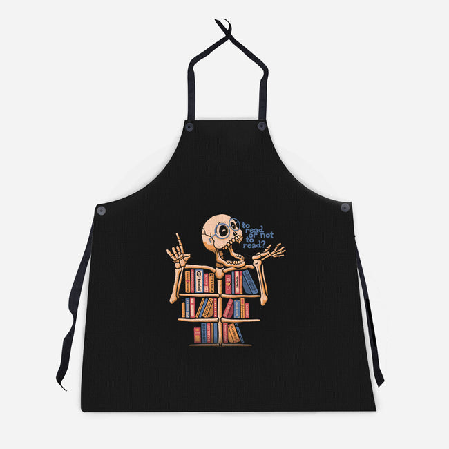 Skeleton Book Shelf-unisex kitchen apron-tobefonseca