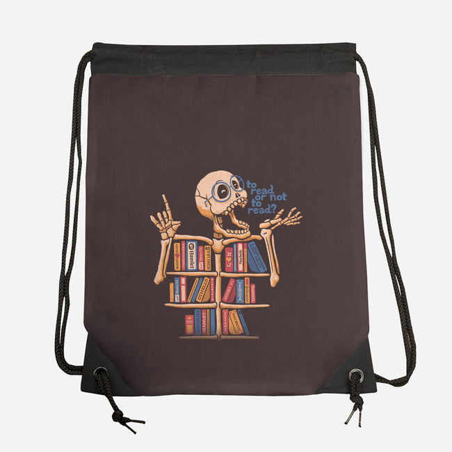 Skeleton Book Shelf-none drawstring bag-tobefonseca