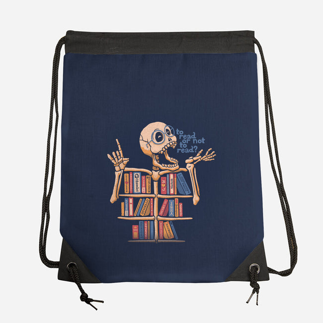 Skeleton Book Shelf-none drawstring bag-tobefonseca