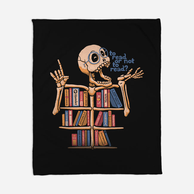 Skeleton Book Shelf-none fleece blanket-tobefonseca
