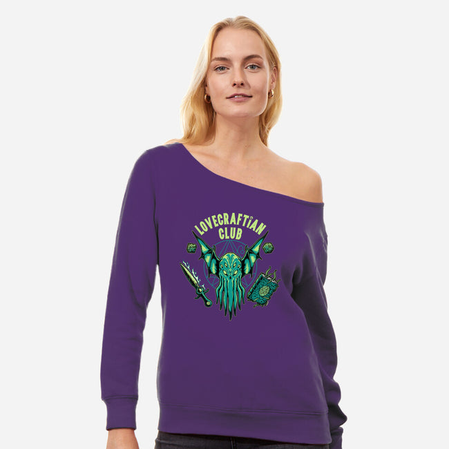 Lovecraftian Club-womens off shoulder sweatshirt-pigboom
