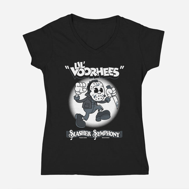Lil Vorhees-womens v-neck tee-Nemons