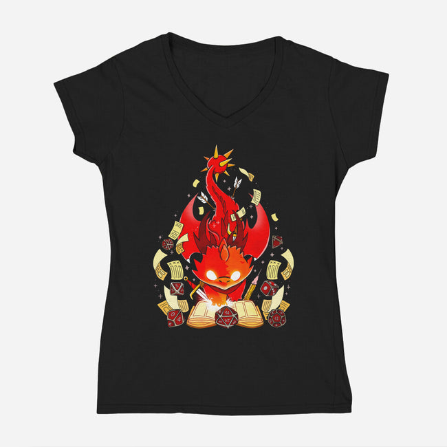 Dragon Set Dice-womens v-neck tee-Vallina84