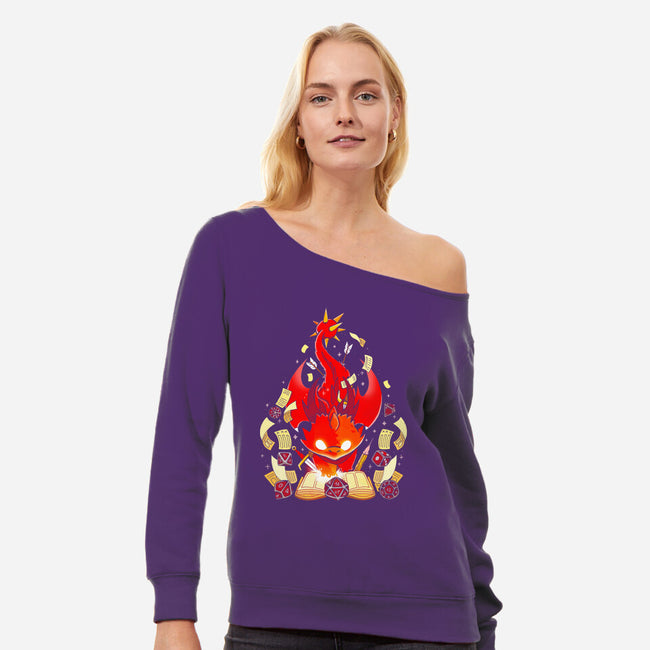 Dragon Set Dice-womens off shoulder sweatshirt-Vallina84