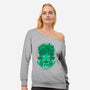 Green Hero-womens off shoulder sweatshirt-Astrobot Invention