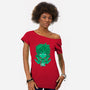 Green Hero-womens off shoulder tee-Astrobot Invention