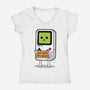 Will Work For Batteries-womens v-neck tee-Melonseta