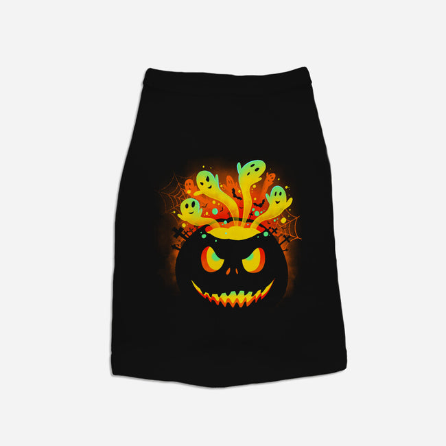 Pumpkin Ghosts-dog basic pet tank-erion_designs