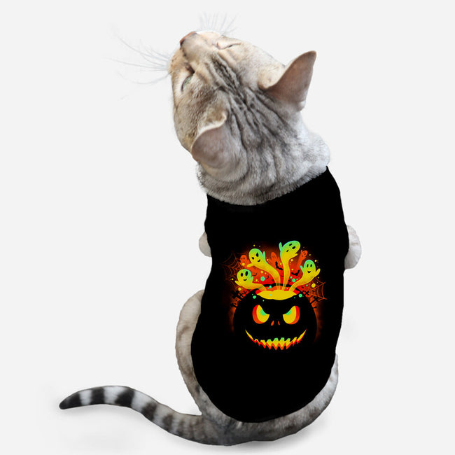 Pumpkin Ghosts-cat basic pet tank-erion_designs