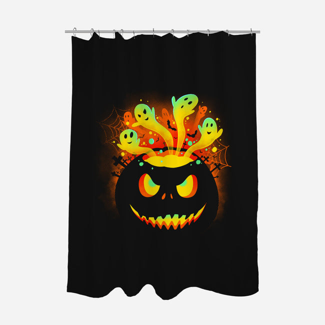 Pumpkin Ghosts-none polyester shower curtain-erion_designs