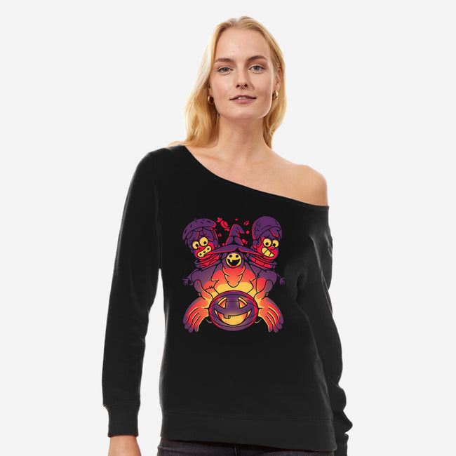 Summerween Trickster-womens off shoulder sweatshirt-estudiofitas