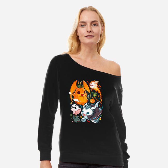 Digi Halloween-womens off shoulder sweatshirt-Vallina84