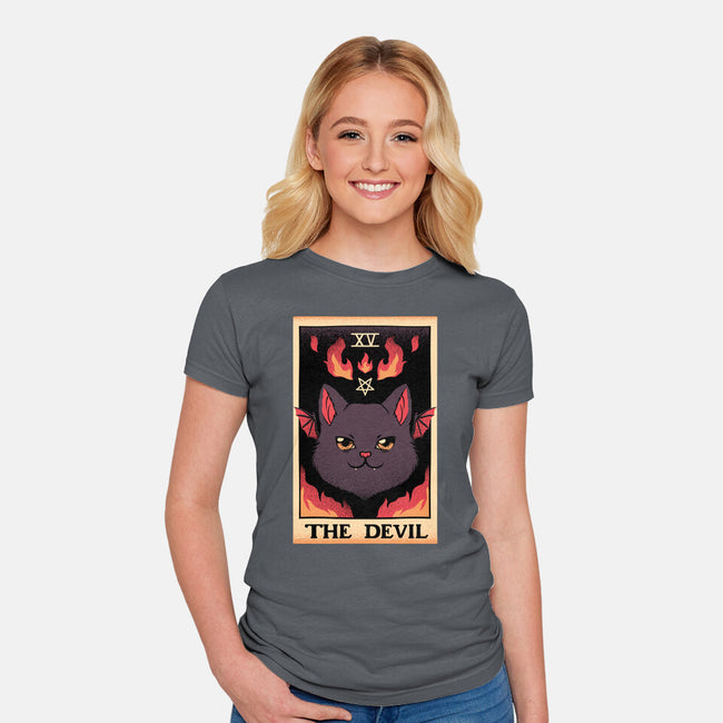 The Devil Cat Tarot Card-womens fitted tee-tobefonseca