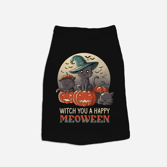 Witch You A Happy Meoween-cat basic pet tank-koalastudio