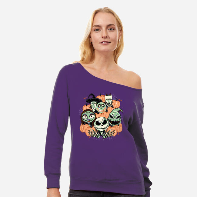The Pumpkin Crew-womens off shoulder sweatshirt-momma_gorilla