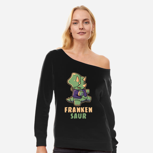 Frankensaur-womens off shoulder sweatshirt-koalastudio