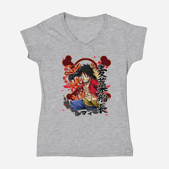 Monkey D Luffy-womens v-neck tee-Duardoart