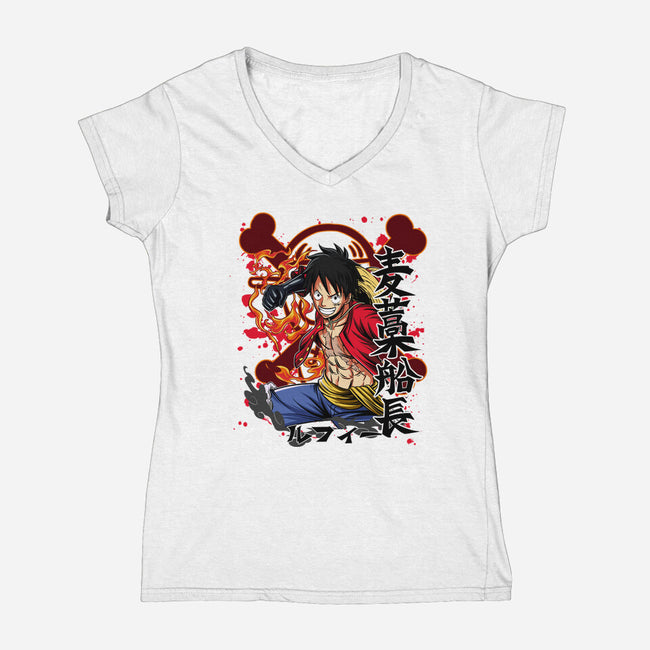 Monkey D Luffy-womens v-neck tee-Duardoart