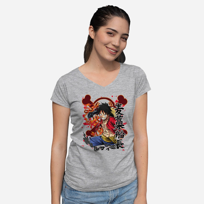 Monkey D Luffy-womens v-neck tee-Duardoart