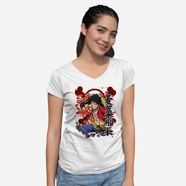 Monkey D Luffy-womens v-neck tee-Duardoart