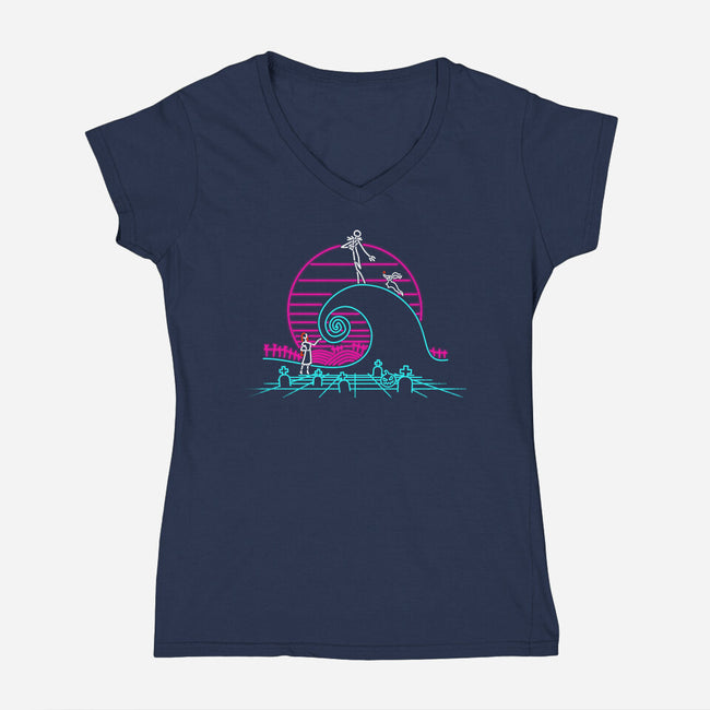 Nightmare Neon-womens v-neck tee-rocketman_art