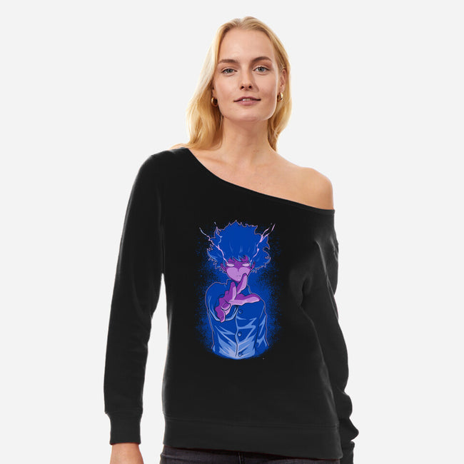 Psychic Boy-womens off shoulder sweatshirt-Astrobot Invention