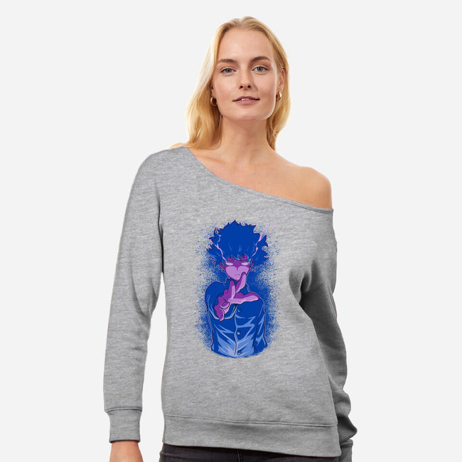 Psychic Boy-womens off shoulder sweatshirt-Astrobot Invention