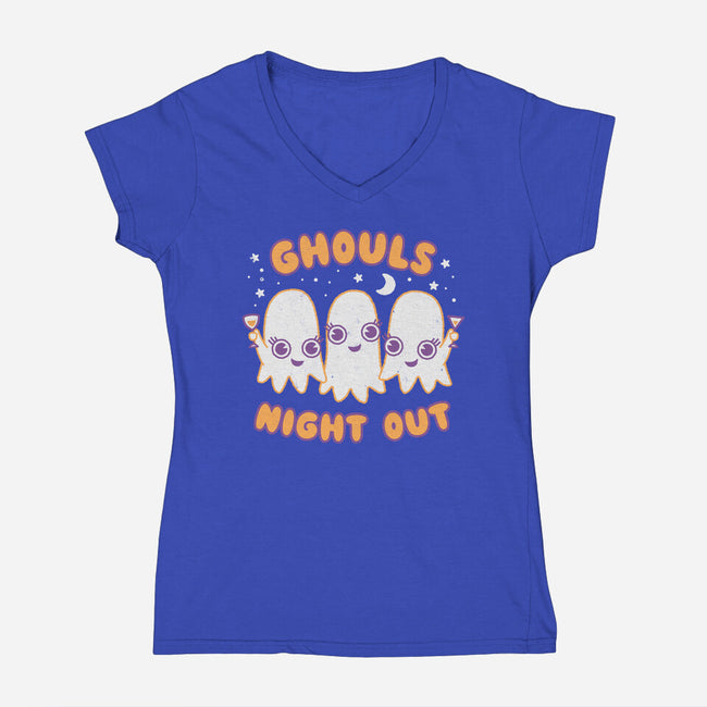 Ghouls Night Out-womens v-neck tee-Weird & Punderful