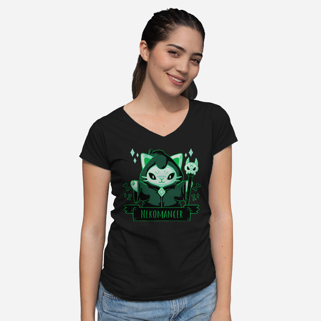 Cute Nekomancer-womens v-neck tee-xMorfina