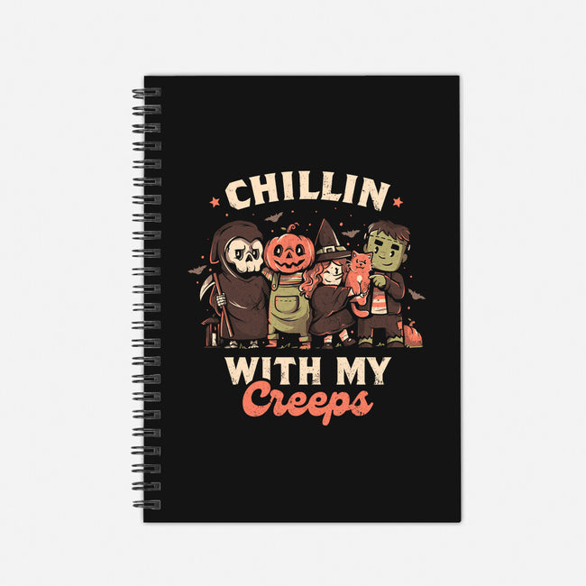 Chilling With My Creeps-none dot grid notebook-eduely