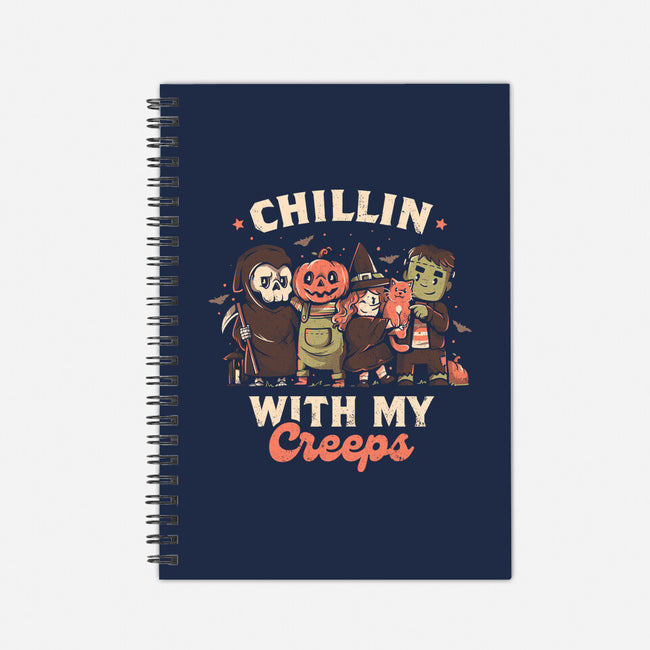 Chilling With My Creeps-none dot grid notebook-eduely