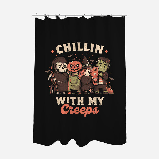 Chilling With My Creeps-none polyester shower curtain-eduely