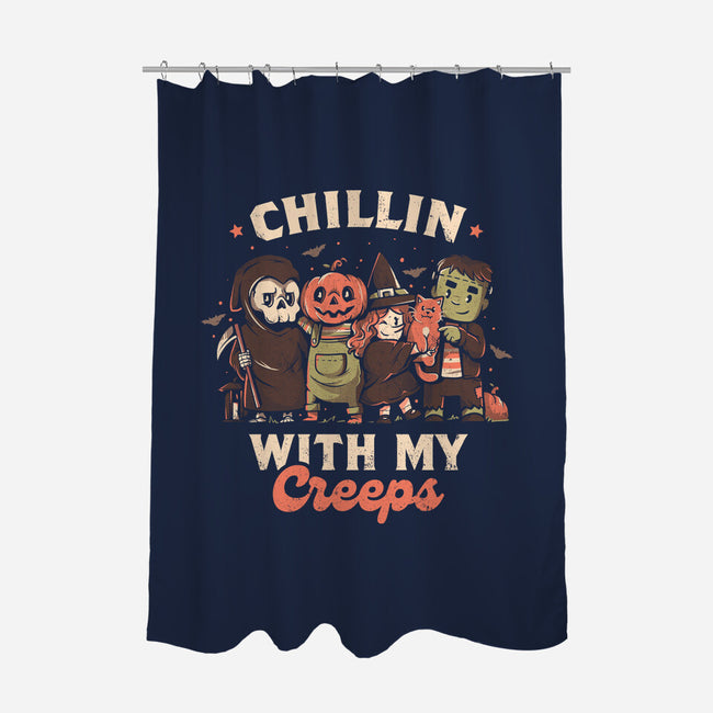 Chilling With My Creeps-none polyester shower curtain-eduely