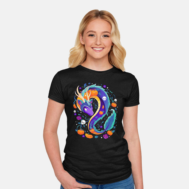 Halloween Dragon-womens fitted tee-Vallina84