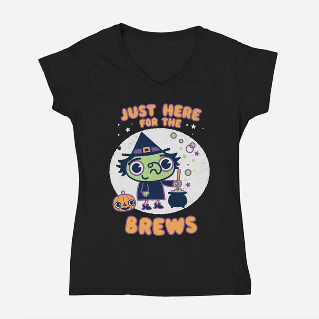 Here For The Brews-womens v-neck tee-Weird & Punderful