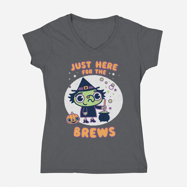 Here For The Brews-womens v-neck tee-Weird & Punderful