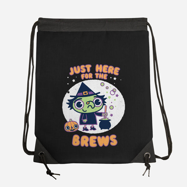 Here For The Brews-none drawstring bag-Weird & Punderful
