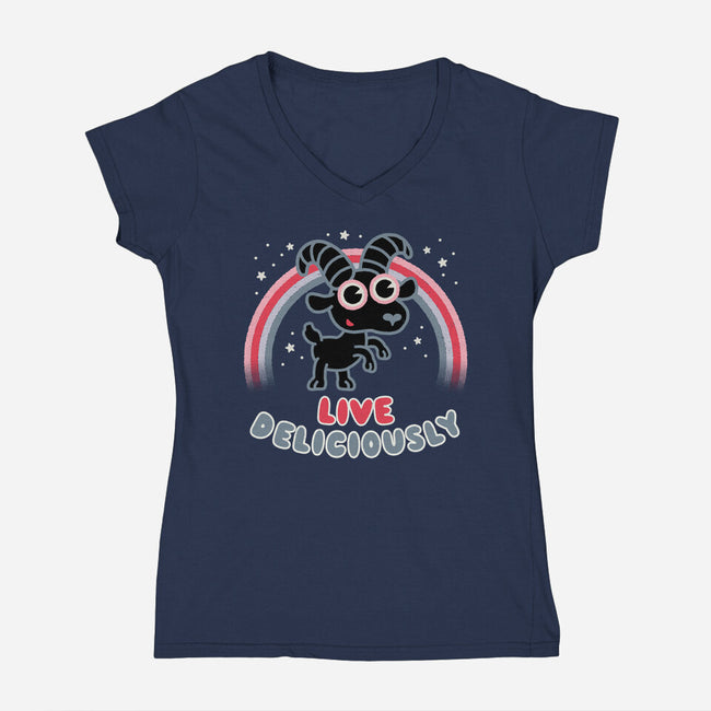 Live Deliciously Cute-womens v-neck tee-Weird & Punderful