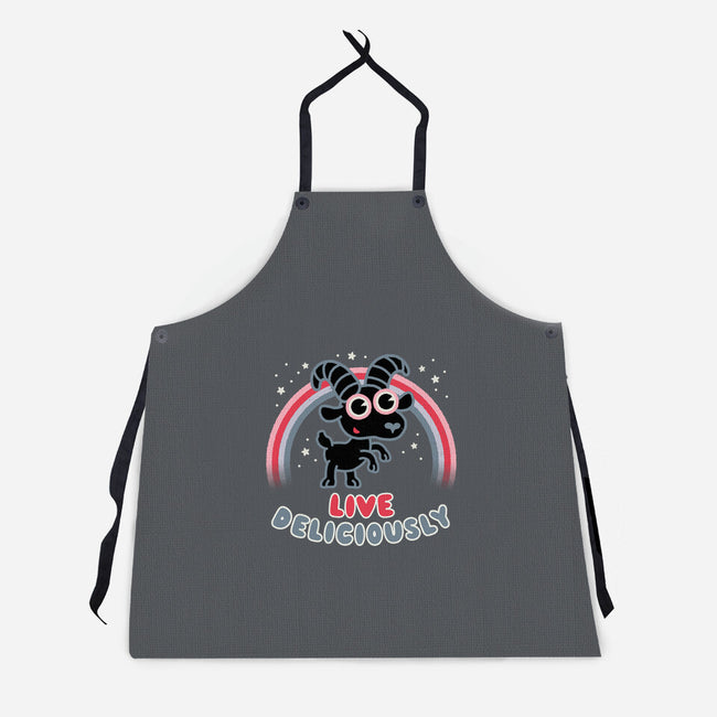 Live Deliciously Cute-unisex kitchen apron-Weird & Punderful